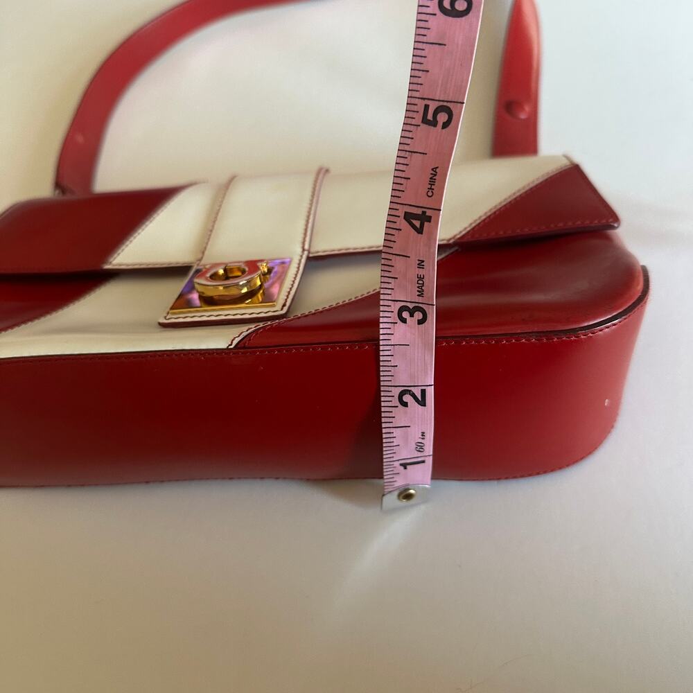 Salvatore Ferrigamo Sophia Shoulder Bag Red White Colorblock Purse Vintage Y2K - Picture 10 of 11